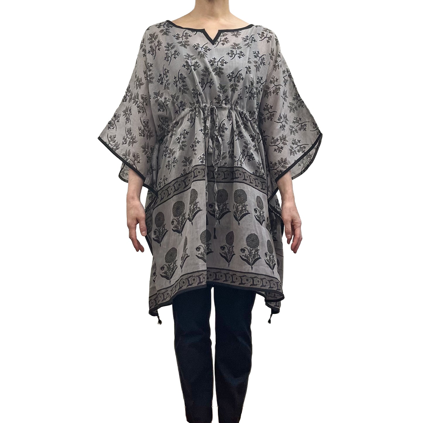 [20% OFF] Free Size Block Print Cotton Short Kaftan (Purple) HG-C0004_0121