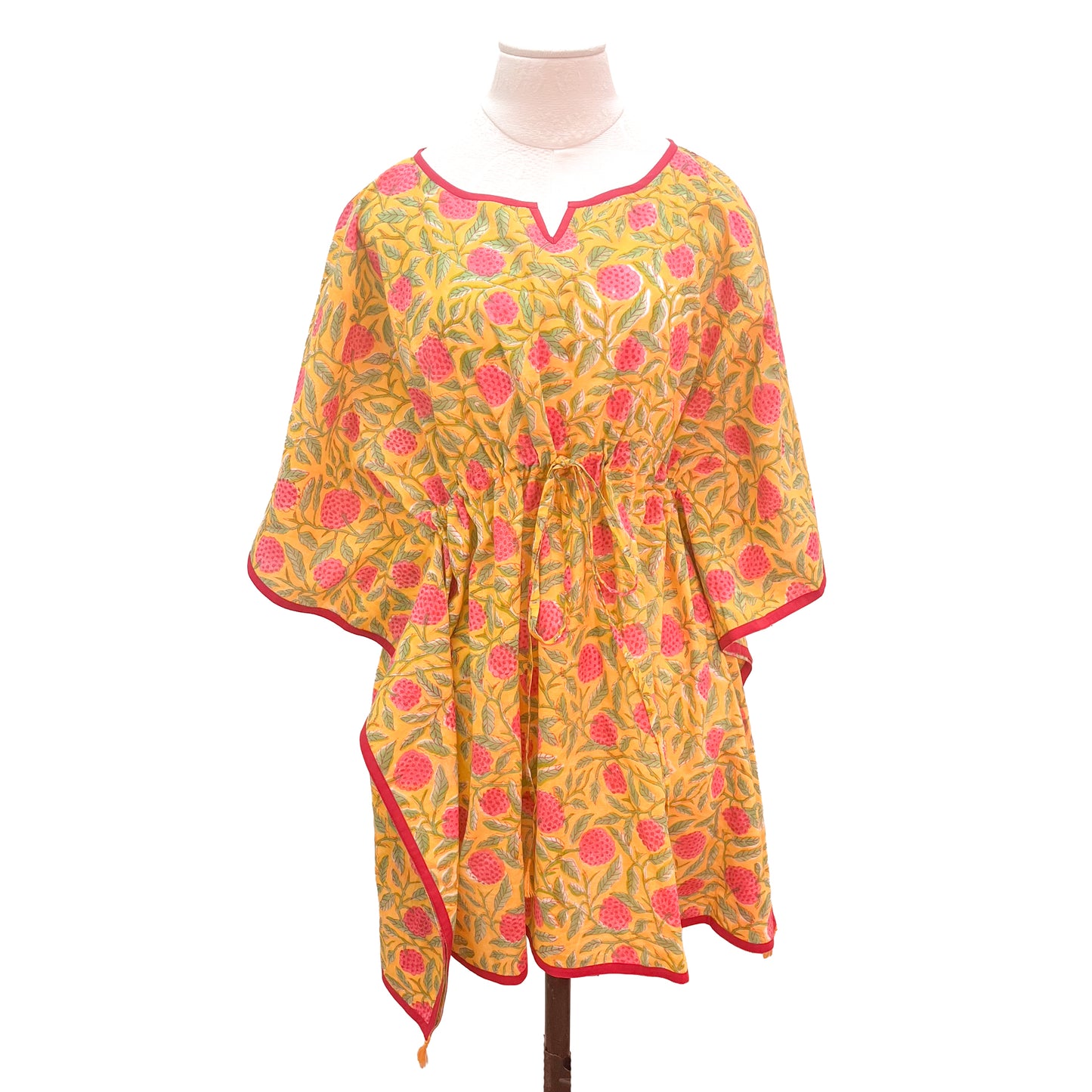 [20% OFF] Free Size Block Print Cotton Short Kaftan (Purple) HG-C0004_0121