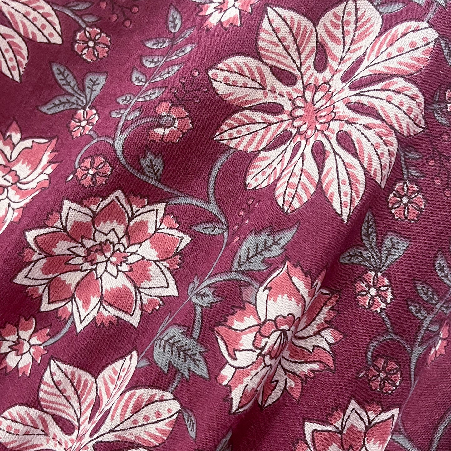 [20% OFF] Free size block print cotton long kaftan (light pink/khaki) HG-C0005_1190