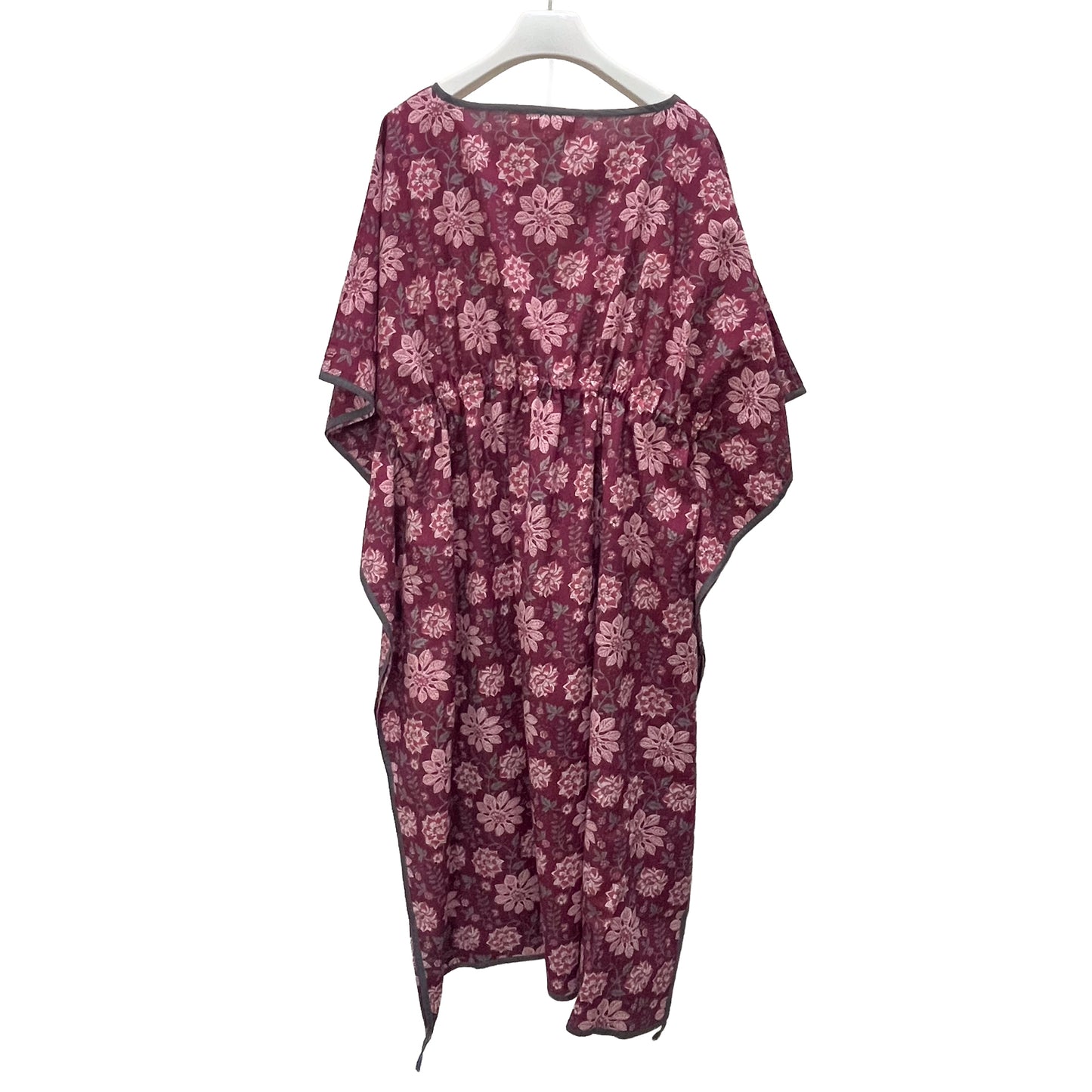 [20% OFF] Free size block print cotton long kaftan (light pink/khaki) HG-C0005_1190