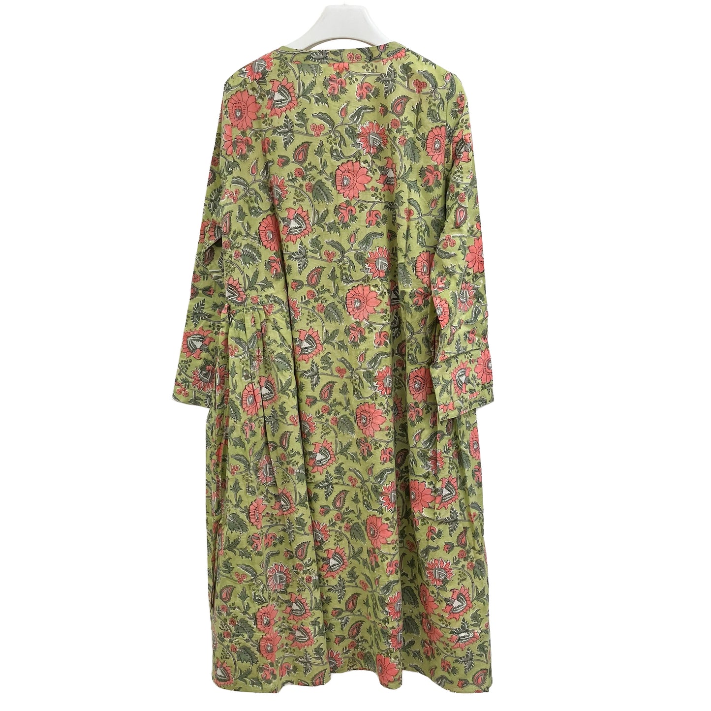 [20% OFF] Free Size Block Print Cotton Long Kaftan (Aquamarine) HG-C0005_0067
