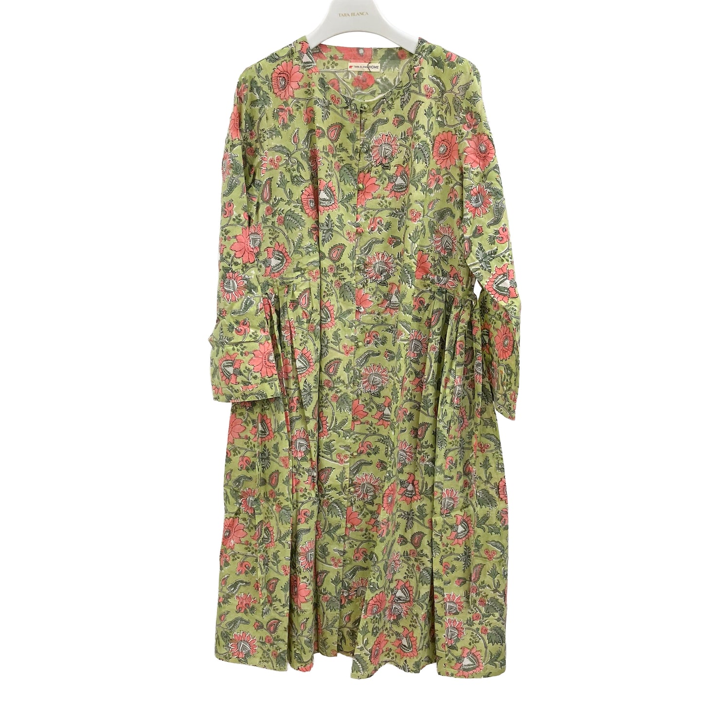 [20% OFF] Free Size Block Print Cotton Long Kaftan (Aquamarine) HG-C0005_0067