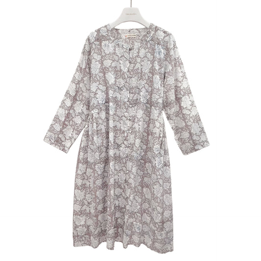 [20% OFF] Free Size Block Print Cotton Long Kaftan (Aquamarine) HG-C0005_0067