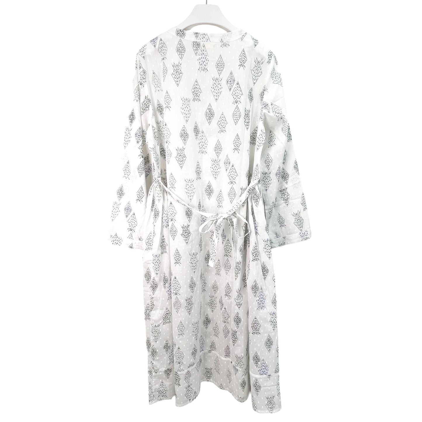 [20% OFF] Free Size Block Print Cotton Long Kaftan (Aquamarine) HG-C0005_0067