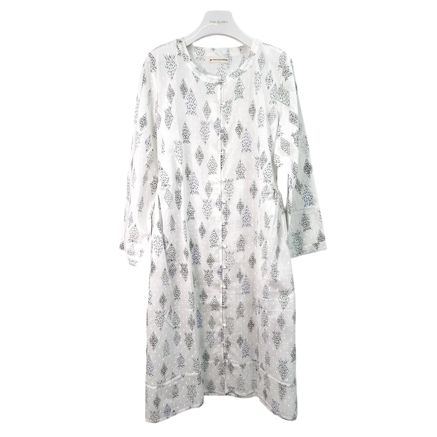 [20% OFF] Free Size Block Print Cotton Long Kaftan (Aquamarine) HG-C0005_0067