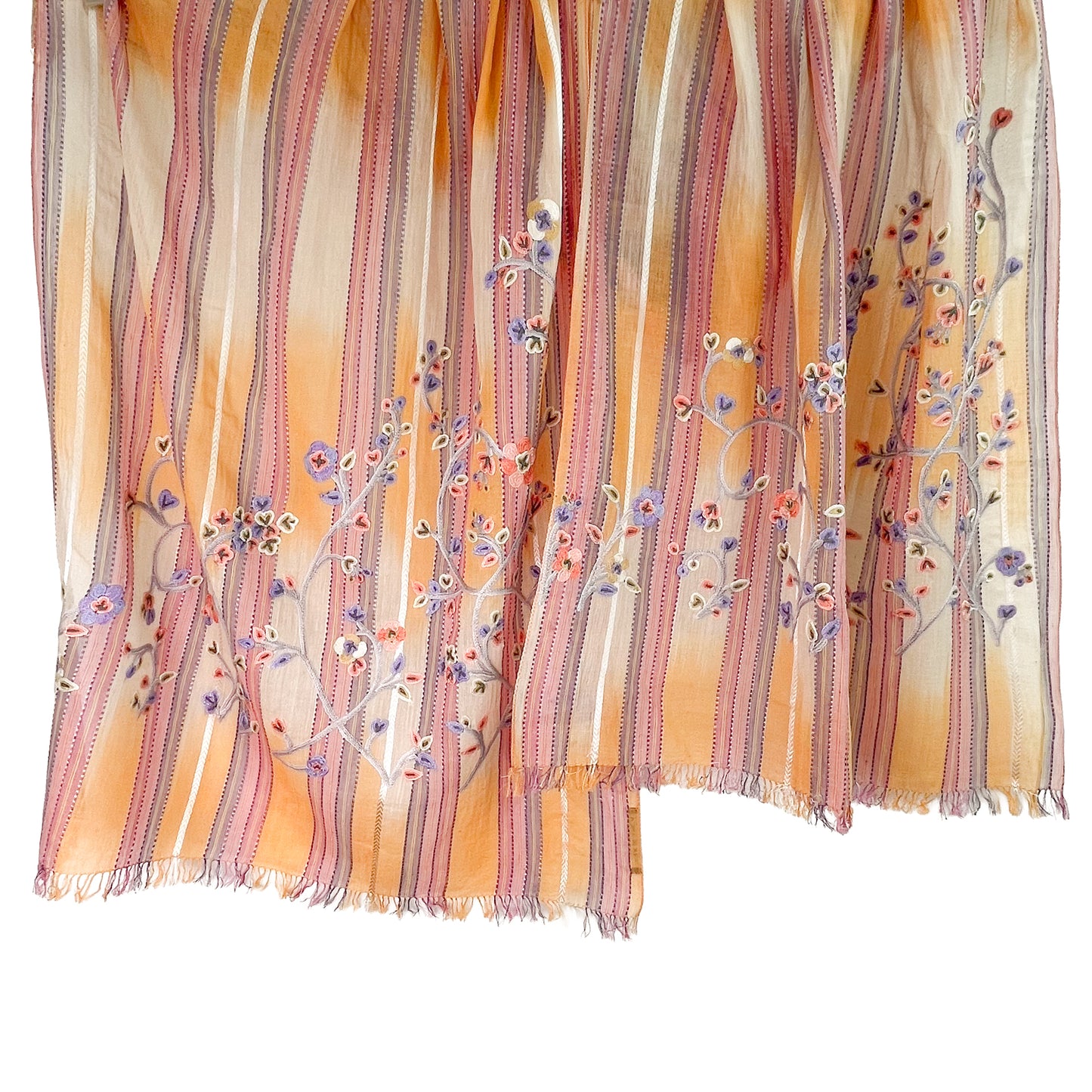 Cotton Arli hand embroidered stole 53cm x 190cm (beige) S-CA2007_0151