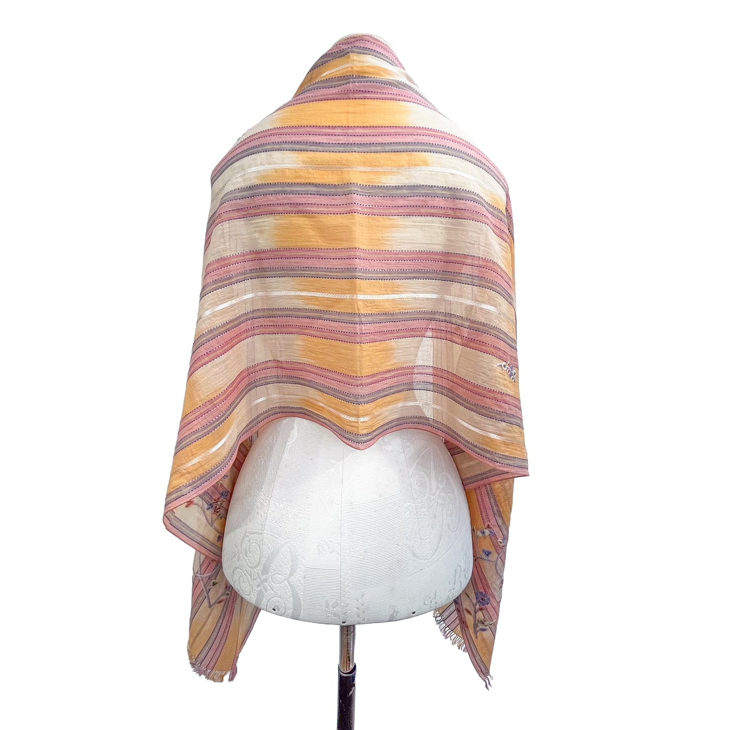Cotton Arli hand embroidered stole 53cm x 190cm (beige) S-CA2007_0151