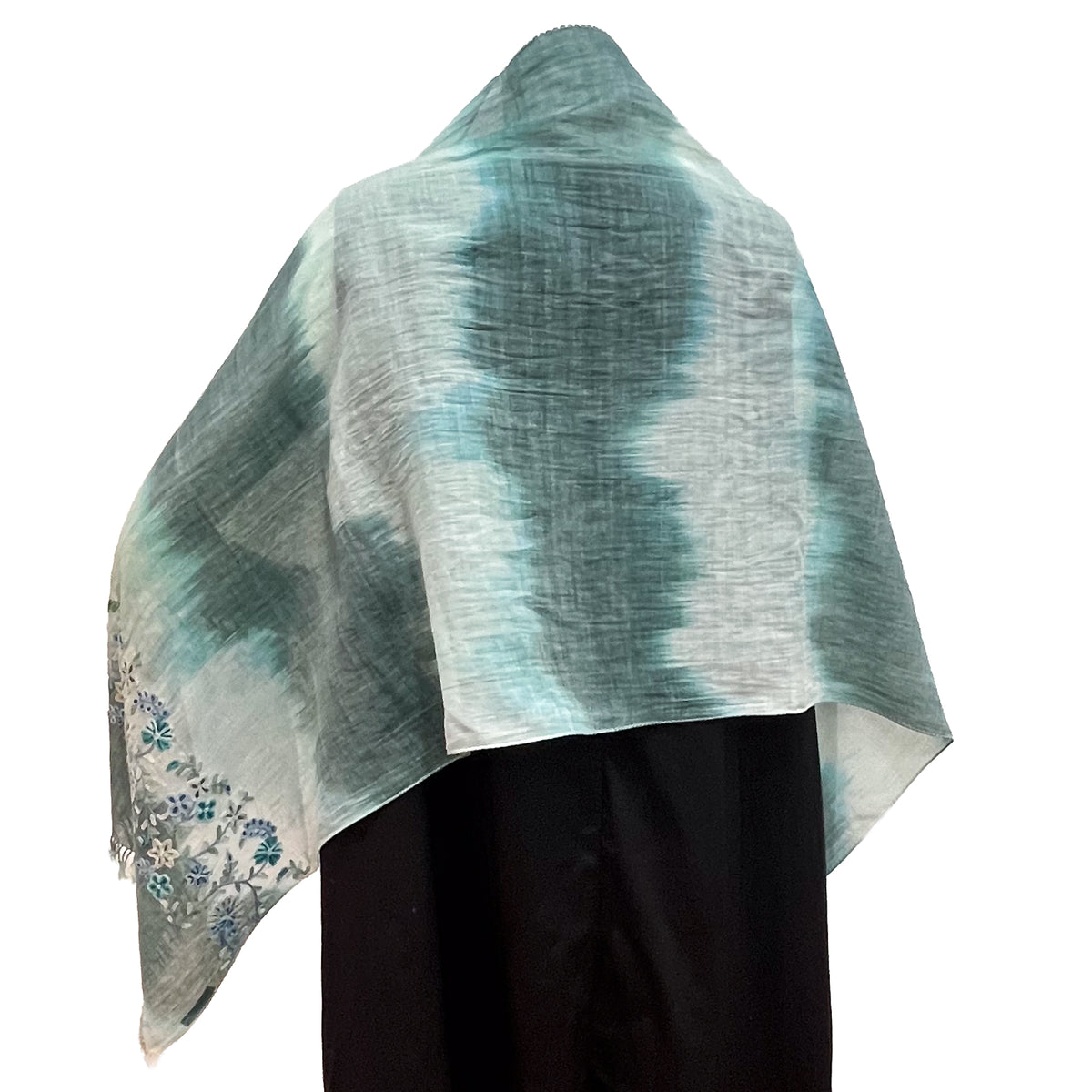 コットン アリー手刺繍ストール (グリーン)