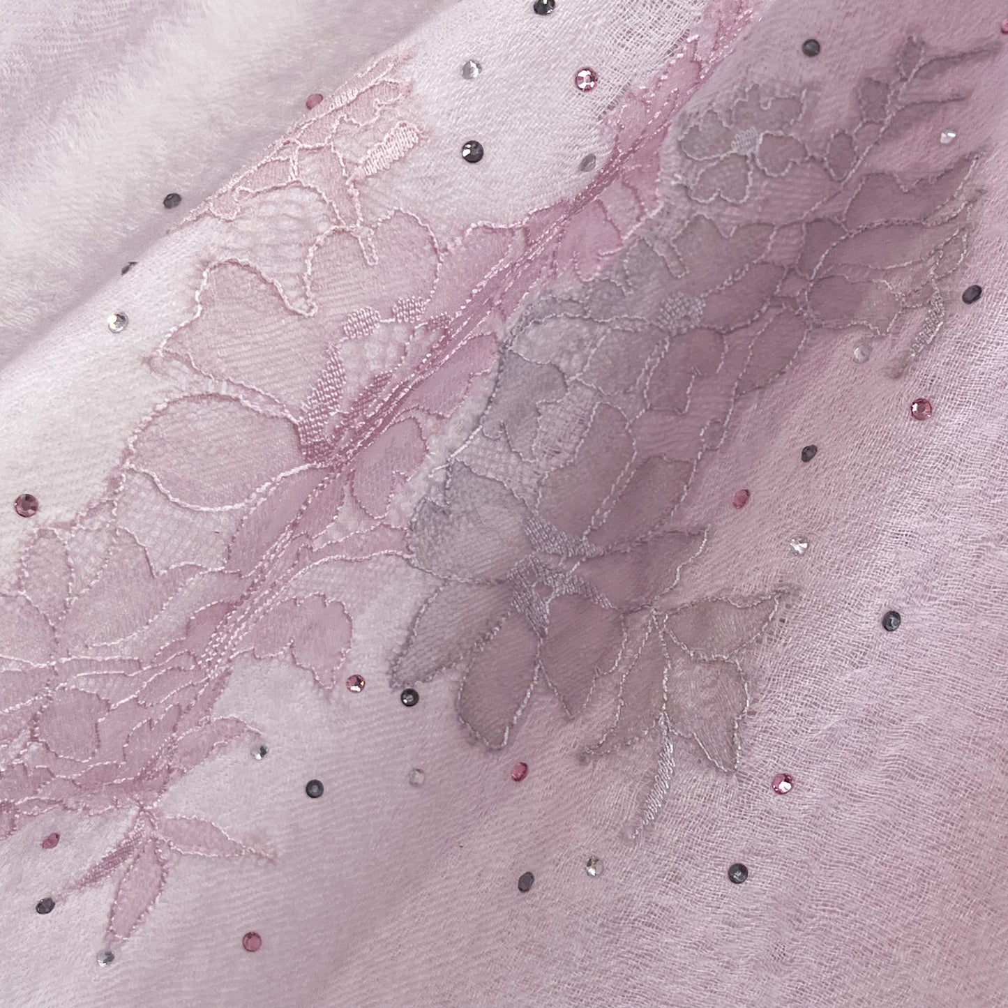 レースシリーズ 薄手カシミヤ レースストール (ピンク)