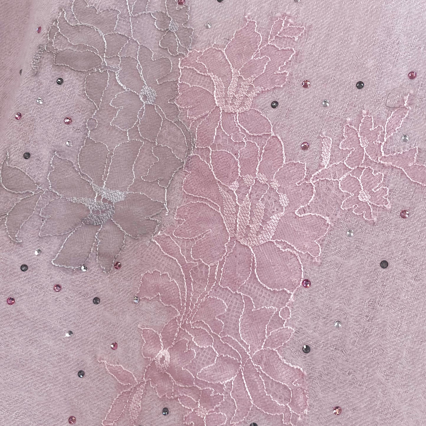 レースシリーズ 薄手カシミヤ レースストール (ピンク)