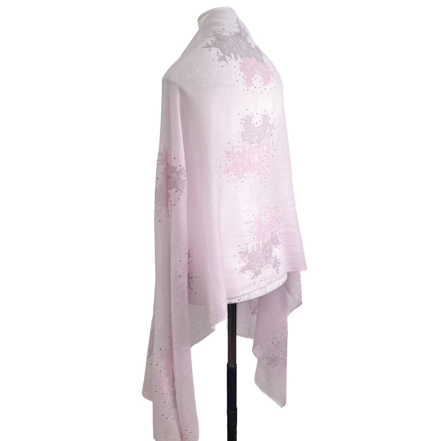 レースシリーズ 薄手カシミヤ レースストール (ピンク)