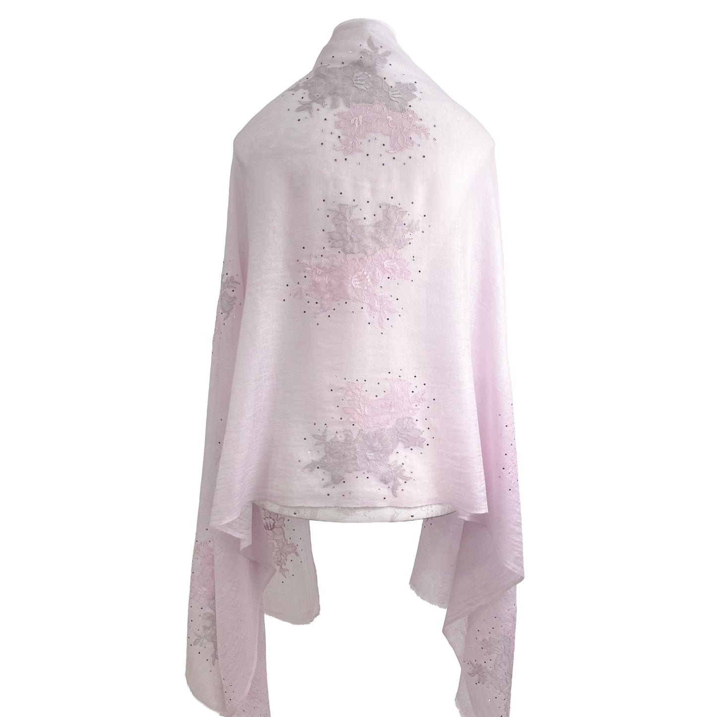 レースシリーズ 薄手カシミヤ レースストール (ピンク)