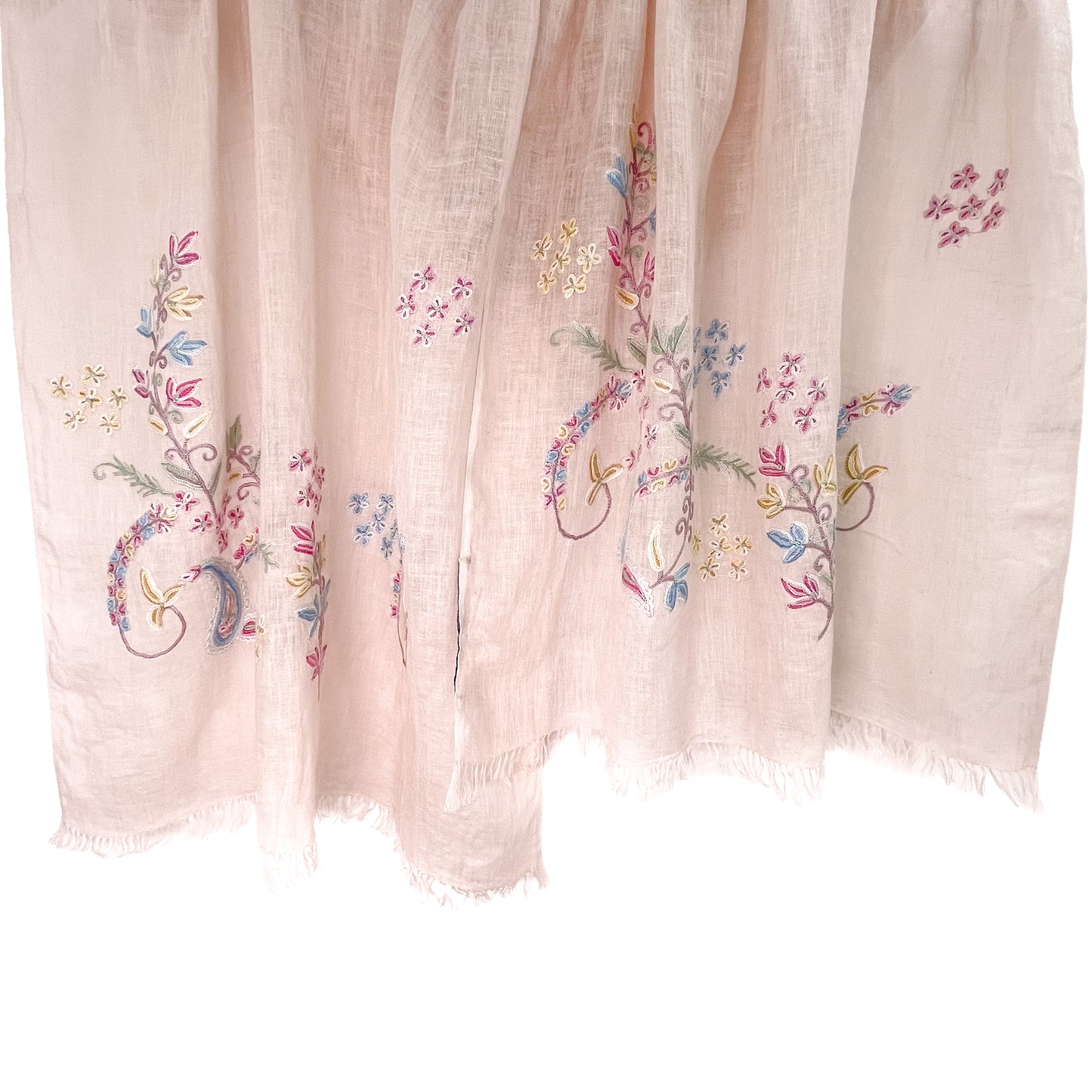 Linen Ali hand-embroidered stole 60cm x 200cm (black/black) S-LA3021_0240