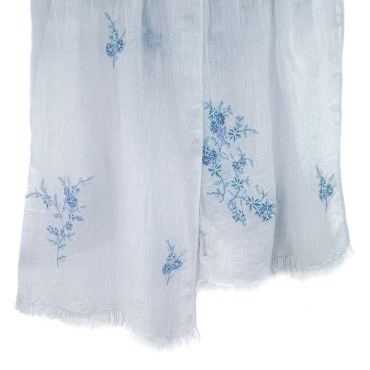 Linen hand-embroidered stole (light blue)