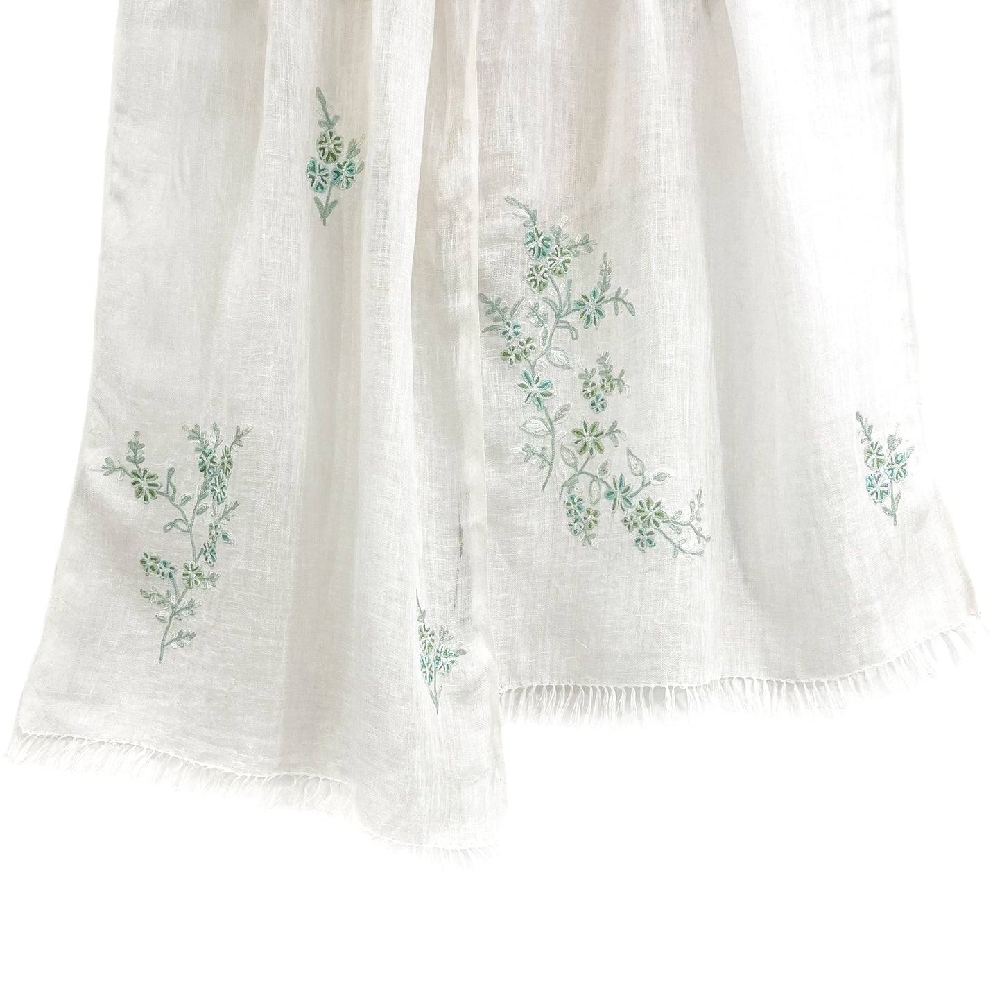 Linen hand-embroidered stole (light green)