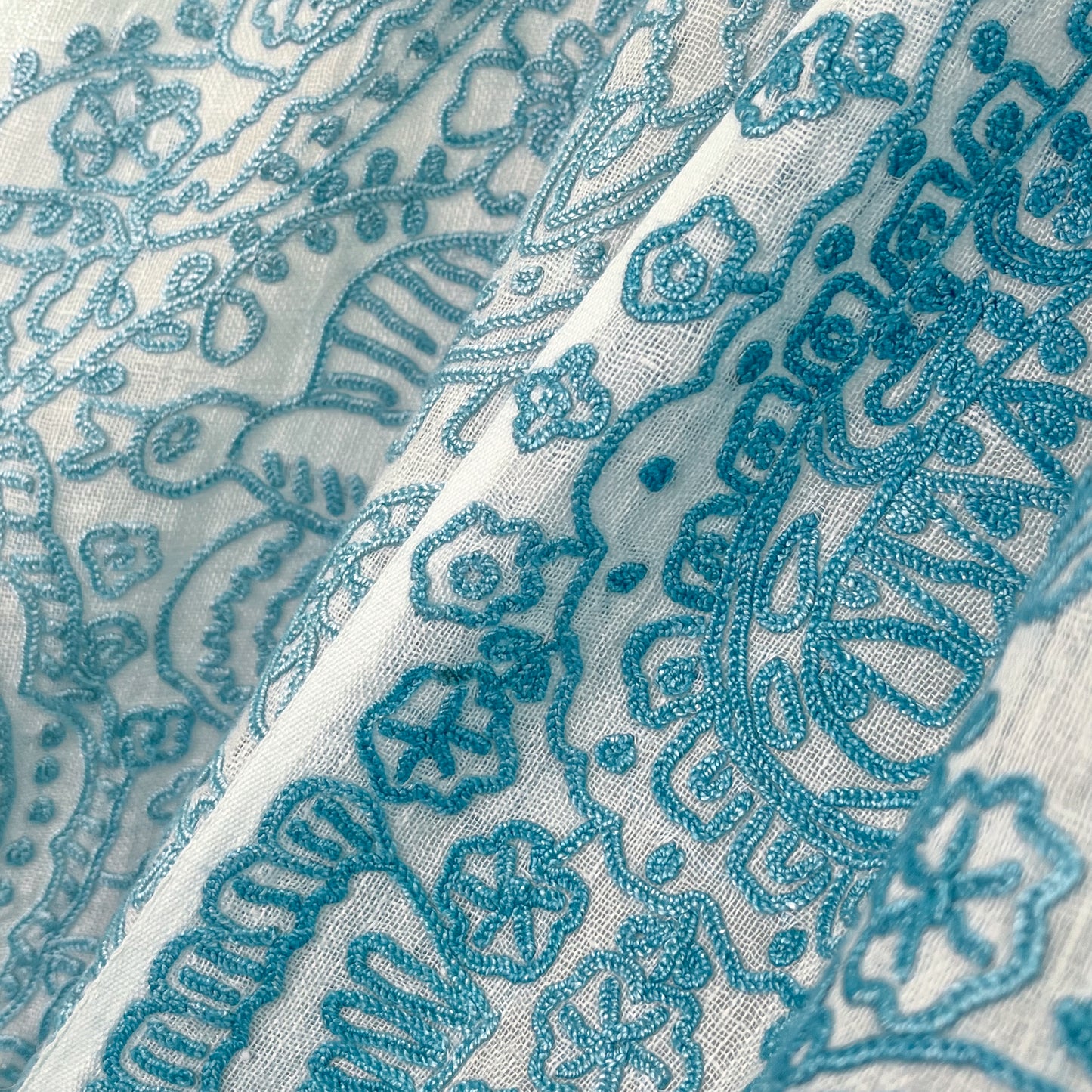 Lightweight wool and silk Allie hand-embroidered stole (yellow)