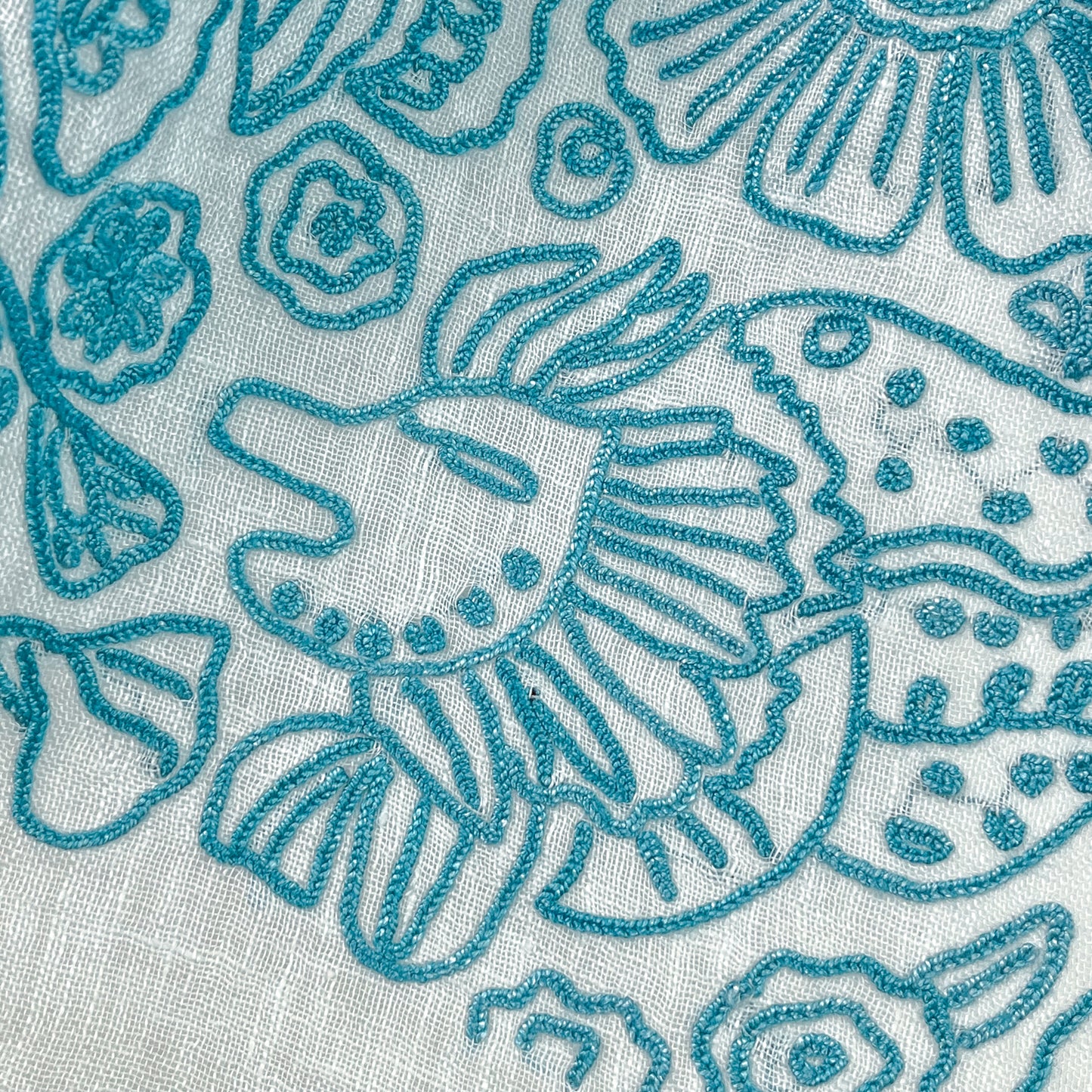 Lightweight wool and silk Allie hand-embroidered stole (yellow)