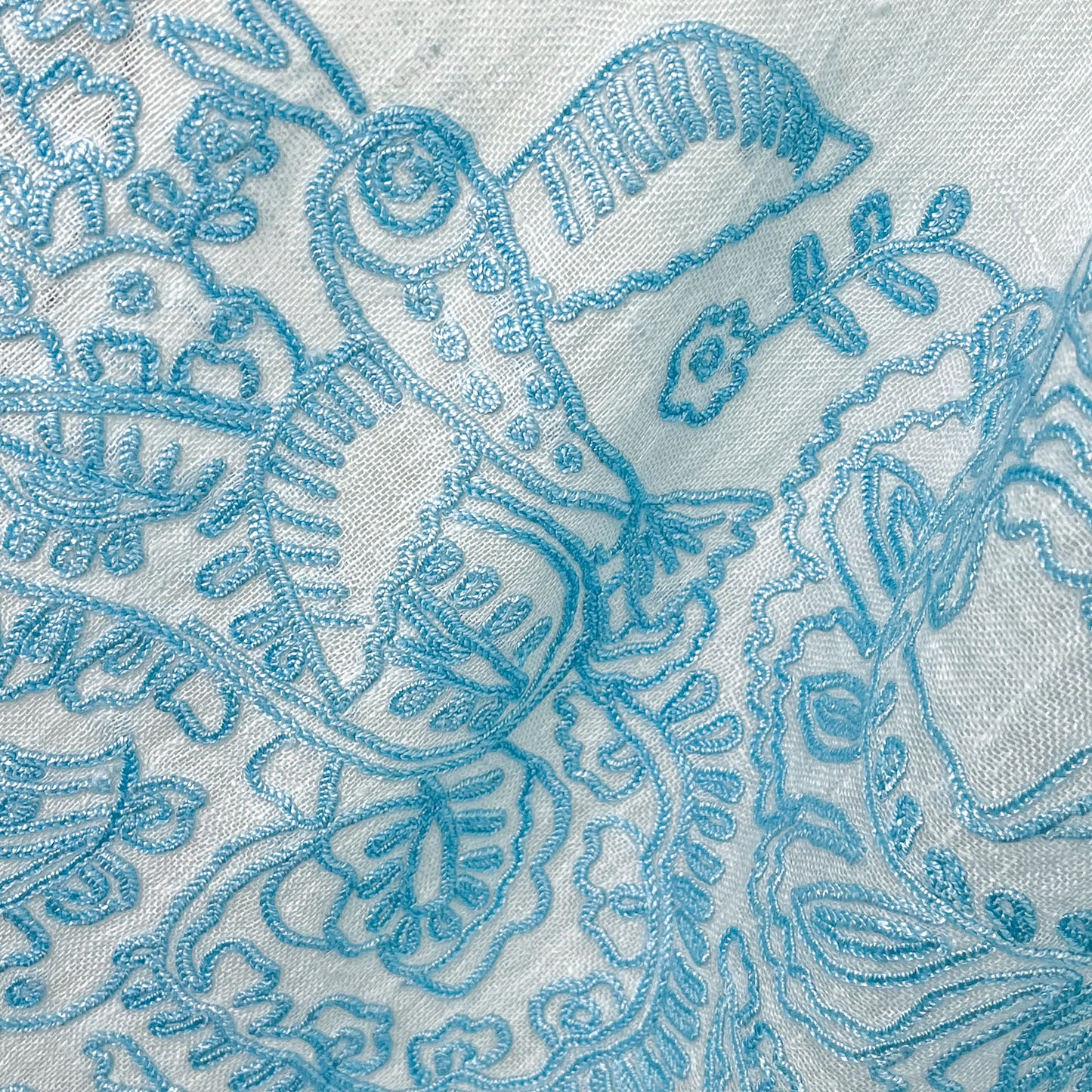 Lightweight wool and silk Allie hand-embroidered stole (yellow)