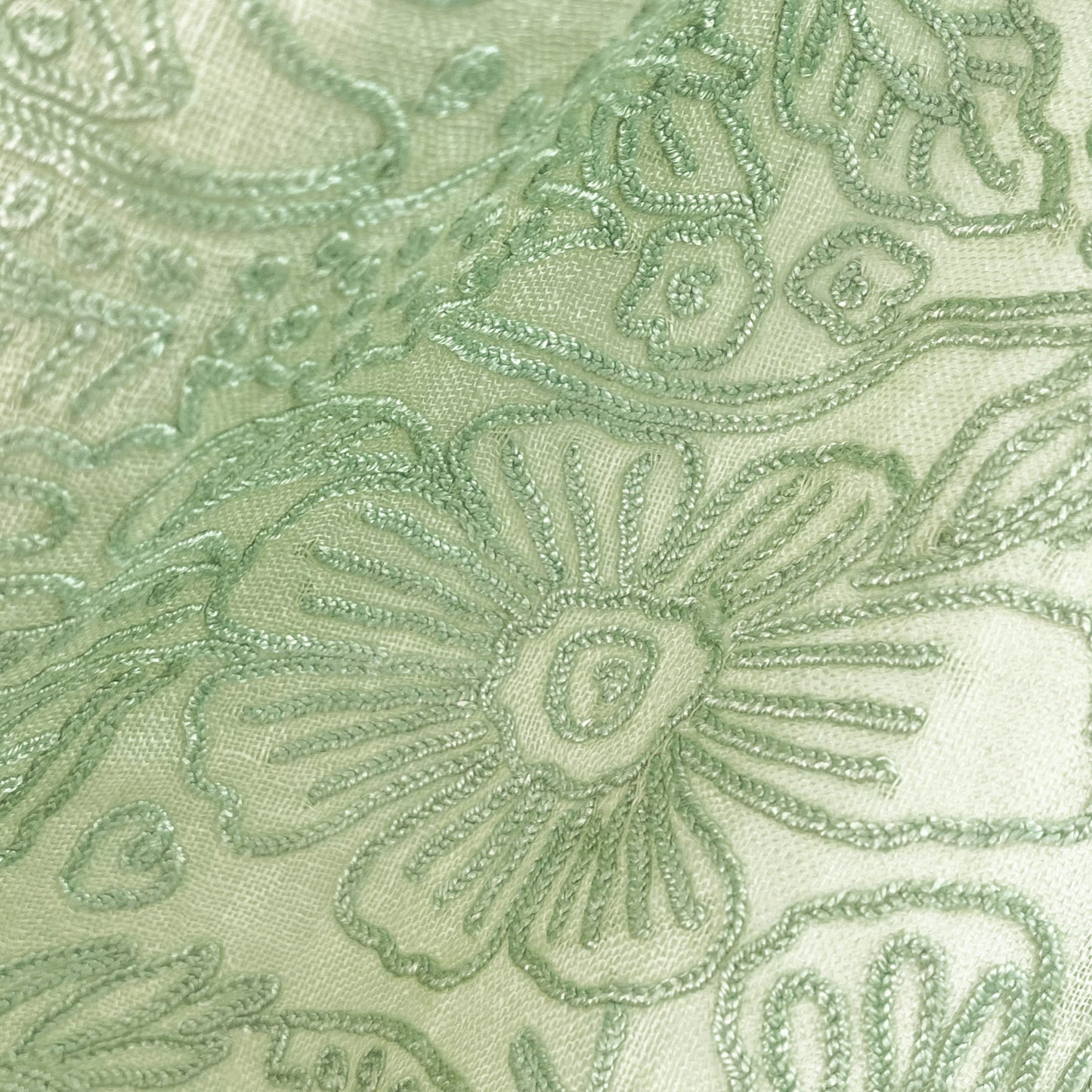Lightweight wool and silk Allie hand-embroidered stole (yellow)