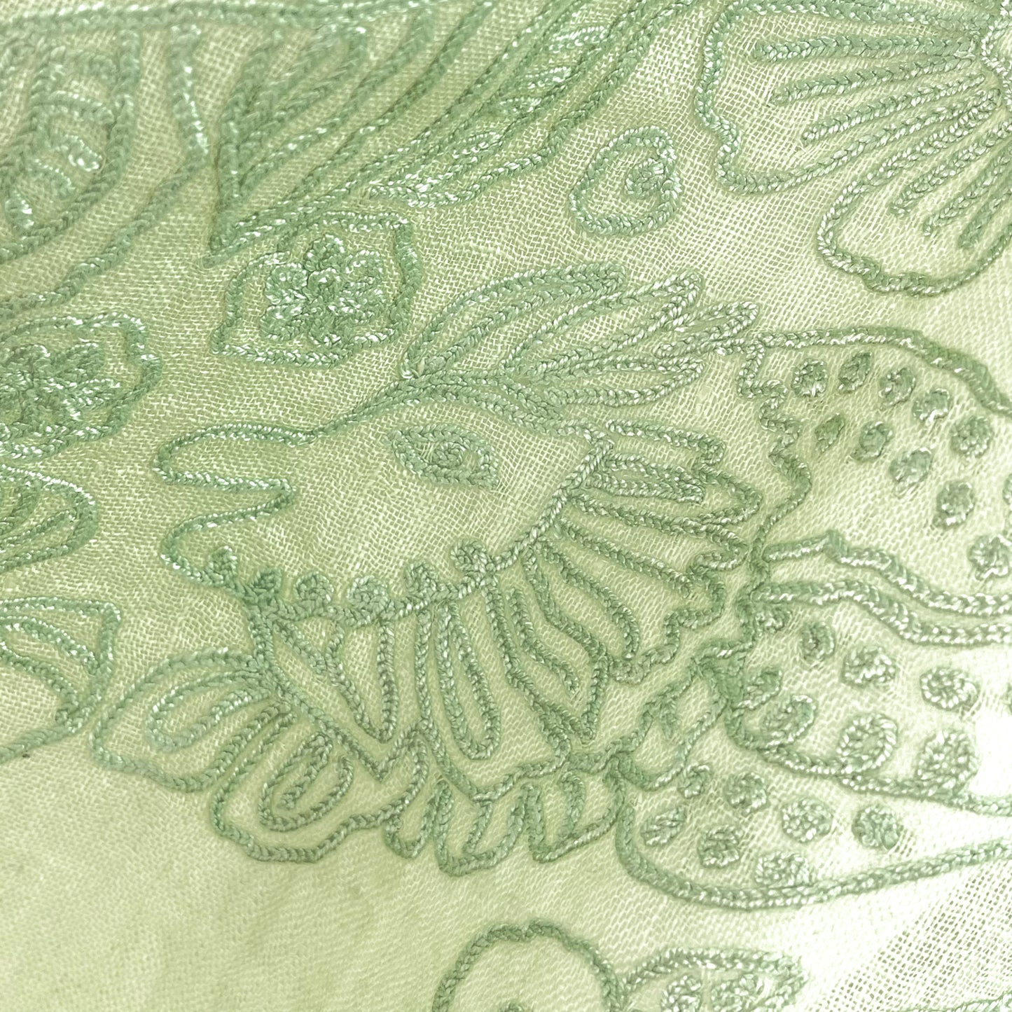 Lightweight wool and silk Allie hand-embroidered stole (yellow)
