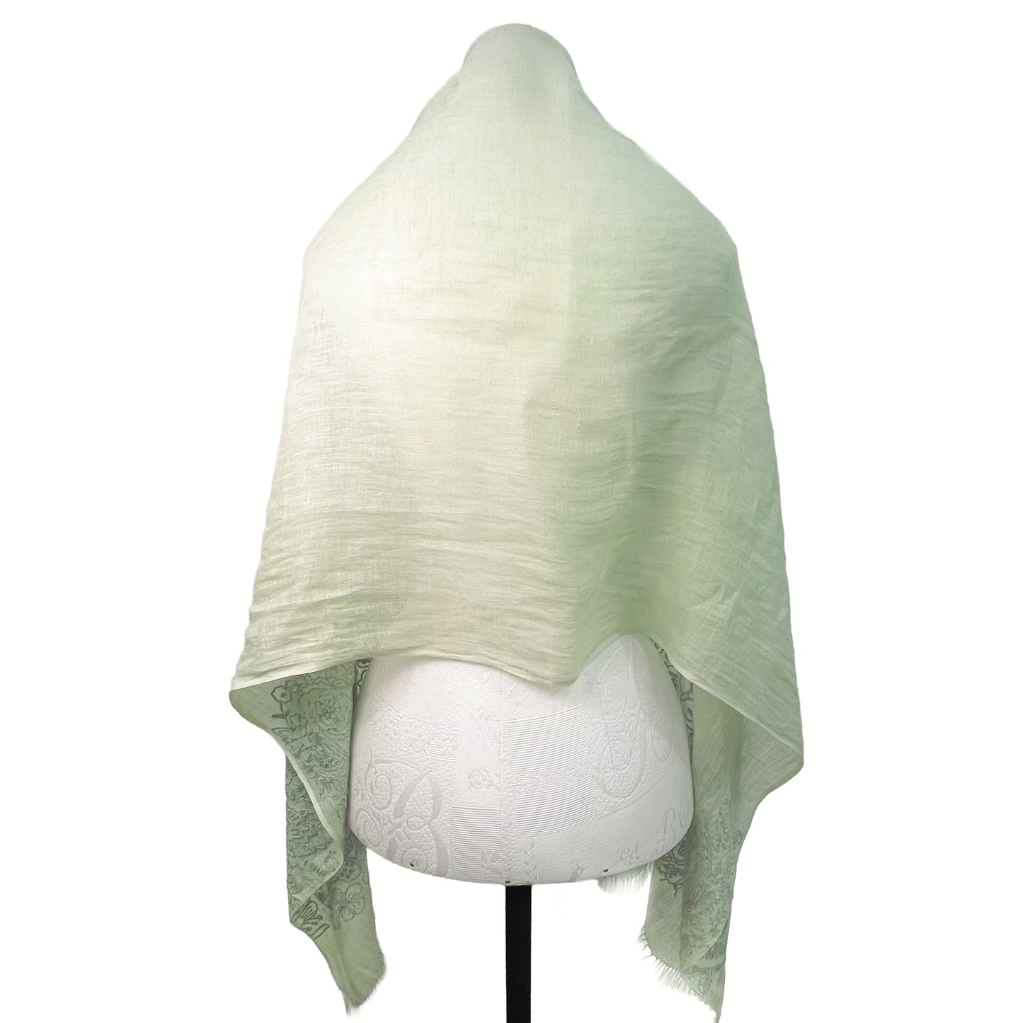 Lightweight wool and silk Allie hand-embroidered stole (yellow)