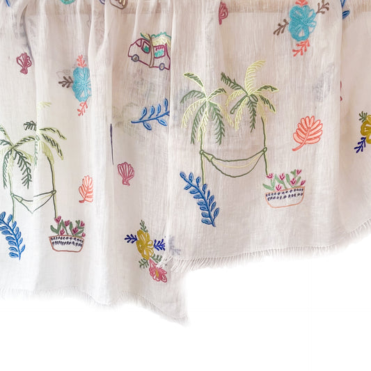 リネン アリー手刺繍ストール (ライトピンクベージュ)