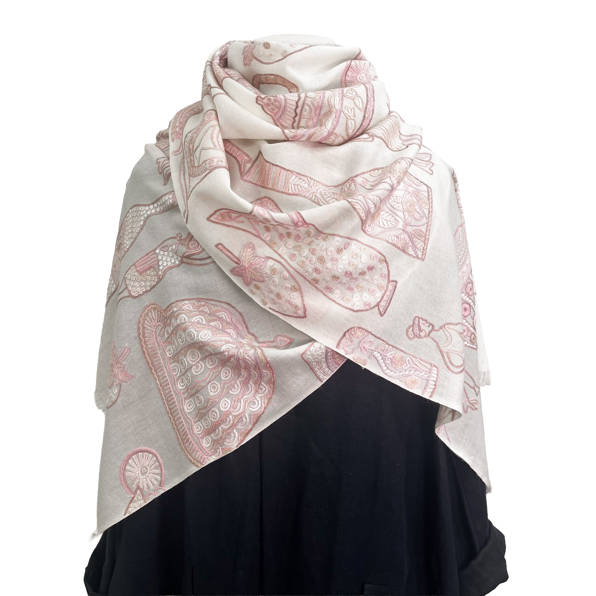 【未使用】TARA BLANCA Wool Silk 刺繍ストール 特別なギフトには、ぜひ手刺繍ストールを – TARA BLANCA ONLINE