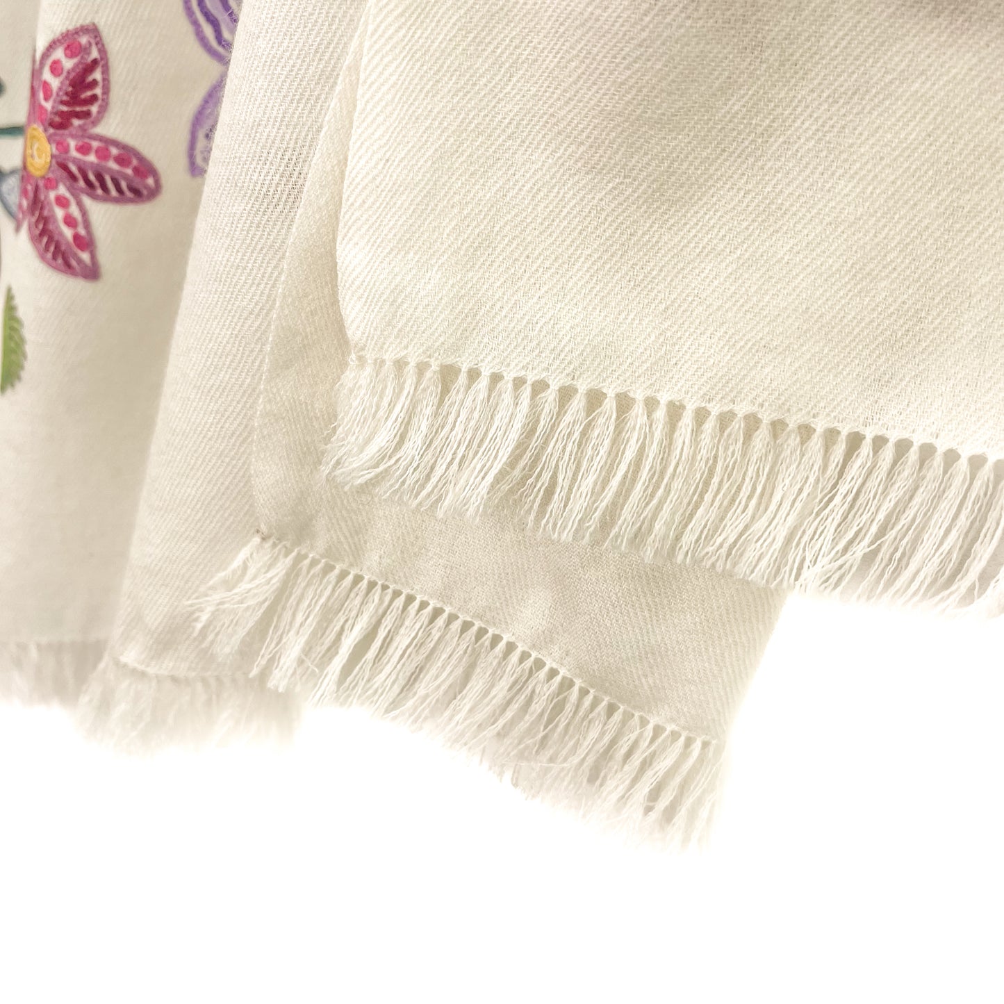 Flower Celebration Wool Ally Hand Embroidered Stole (White/Multi)