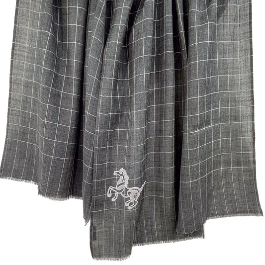 Wool &amp; Silk Ally Hand Embroidered Stole (Dark Grey)