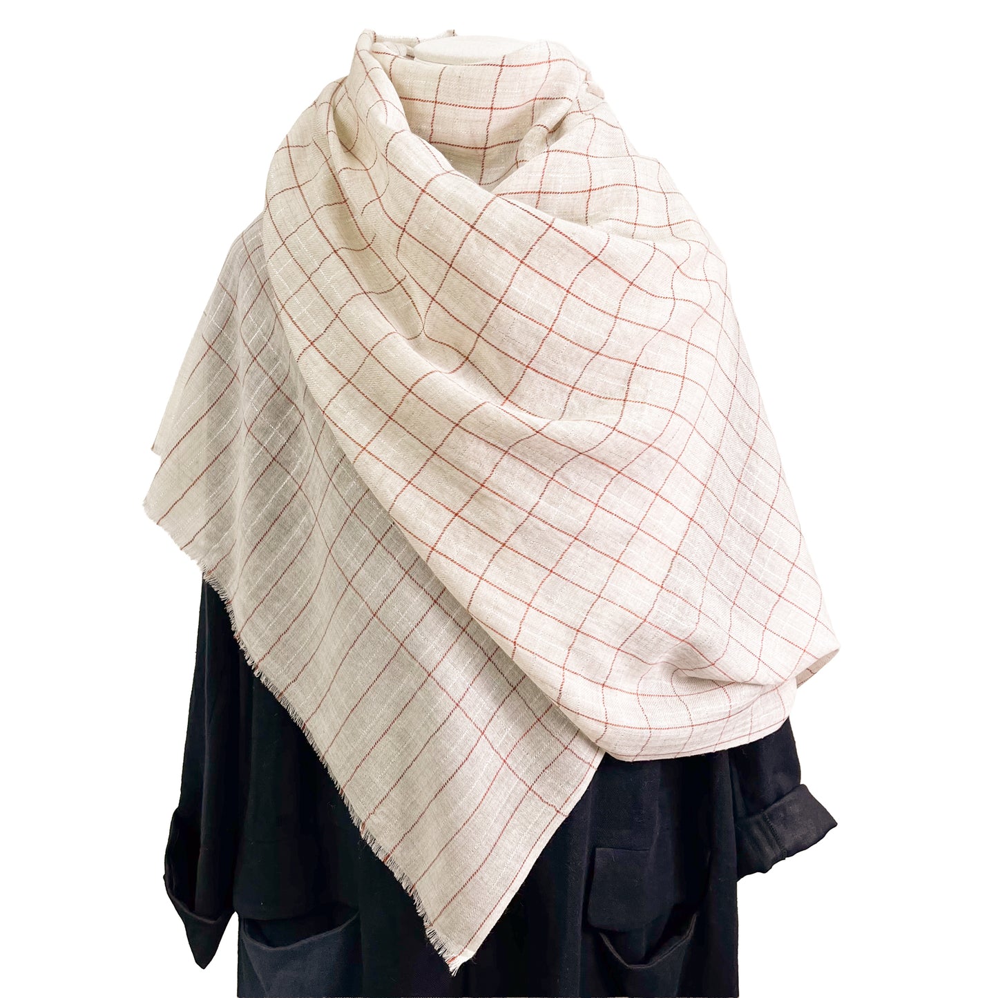 ウール&シルク アリー手刺繍ストール フクロウ (ホワイト)