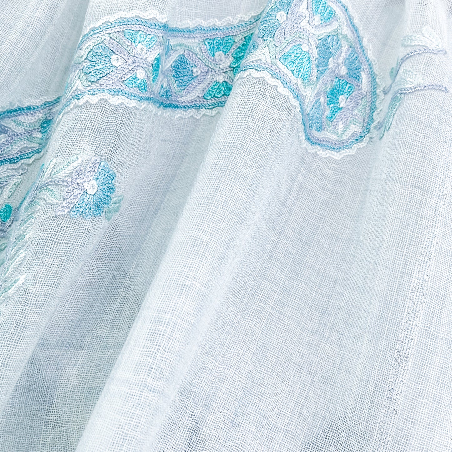 New Ceremony Series Lightweight Wool &amp; Silk Ally Hand Embroidered Stole 70cm x 196cm (Blue Gray)