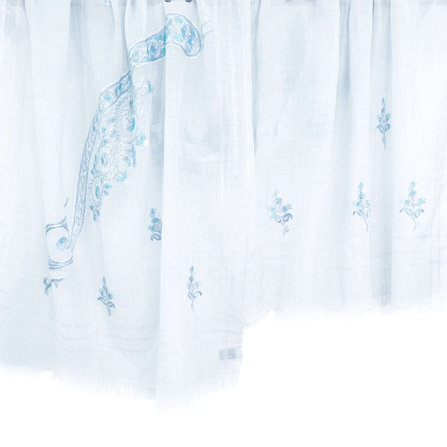 New Ceremony Series Lightweight Wool &amp; Silk Ally Hand Embroidered Stole 70cm x 196cm (Blue Gray)