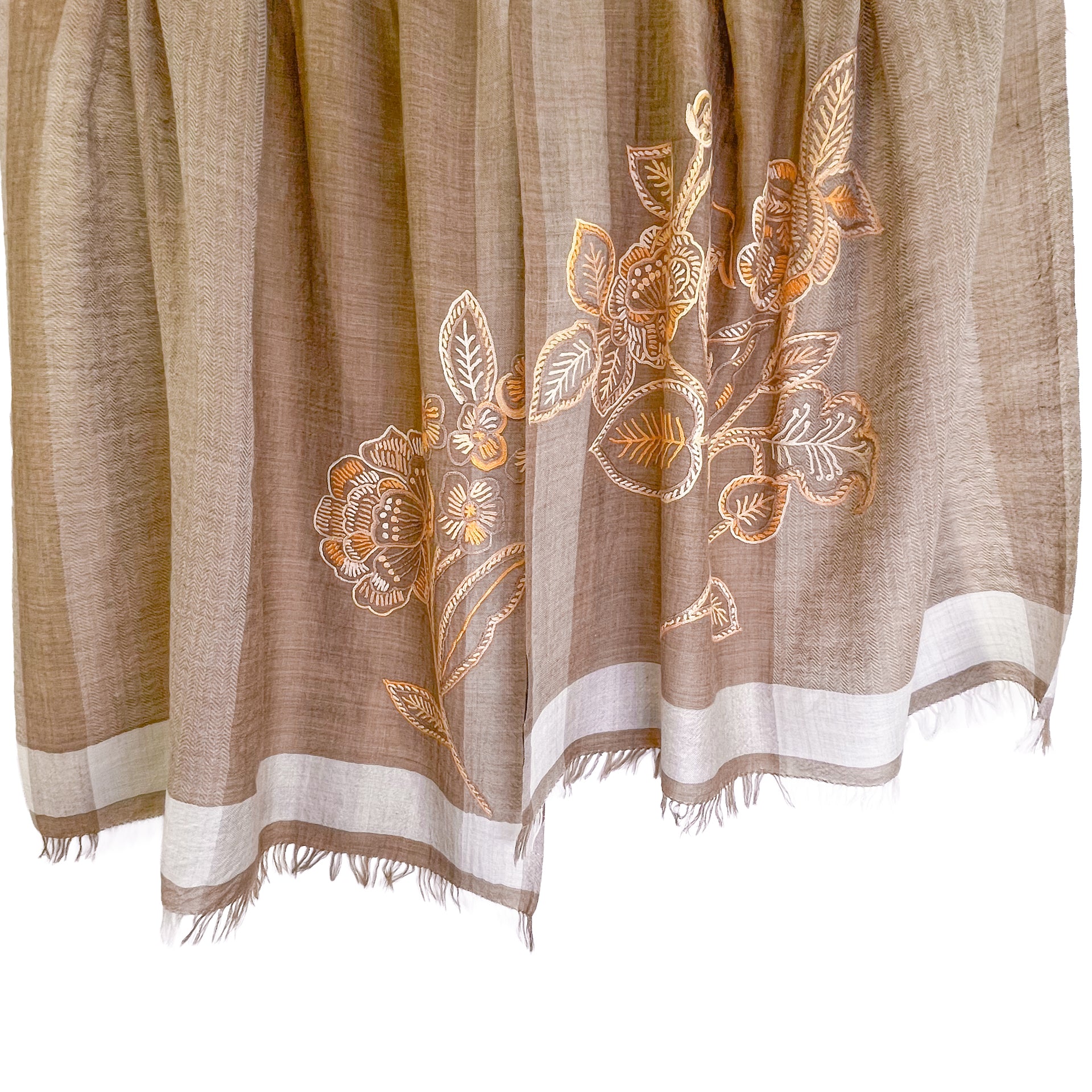 【未使用】TARA BLANCA Wool Silk 刺繍ストール Tree of Life 薄手ウール&シルク アリー手刺繍ストール