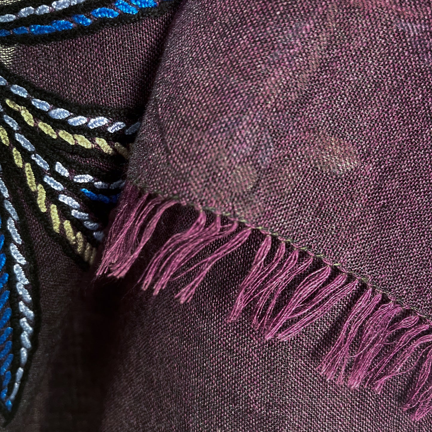 [Free Shipping] Exotic Flower Wool &amp; Silk Allie Hand Embroidered Stole 188cm x 57cm (Light Orange)