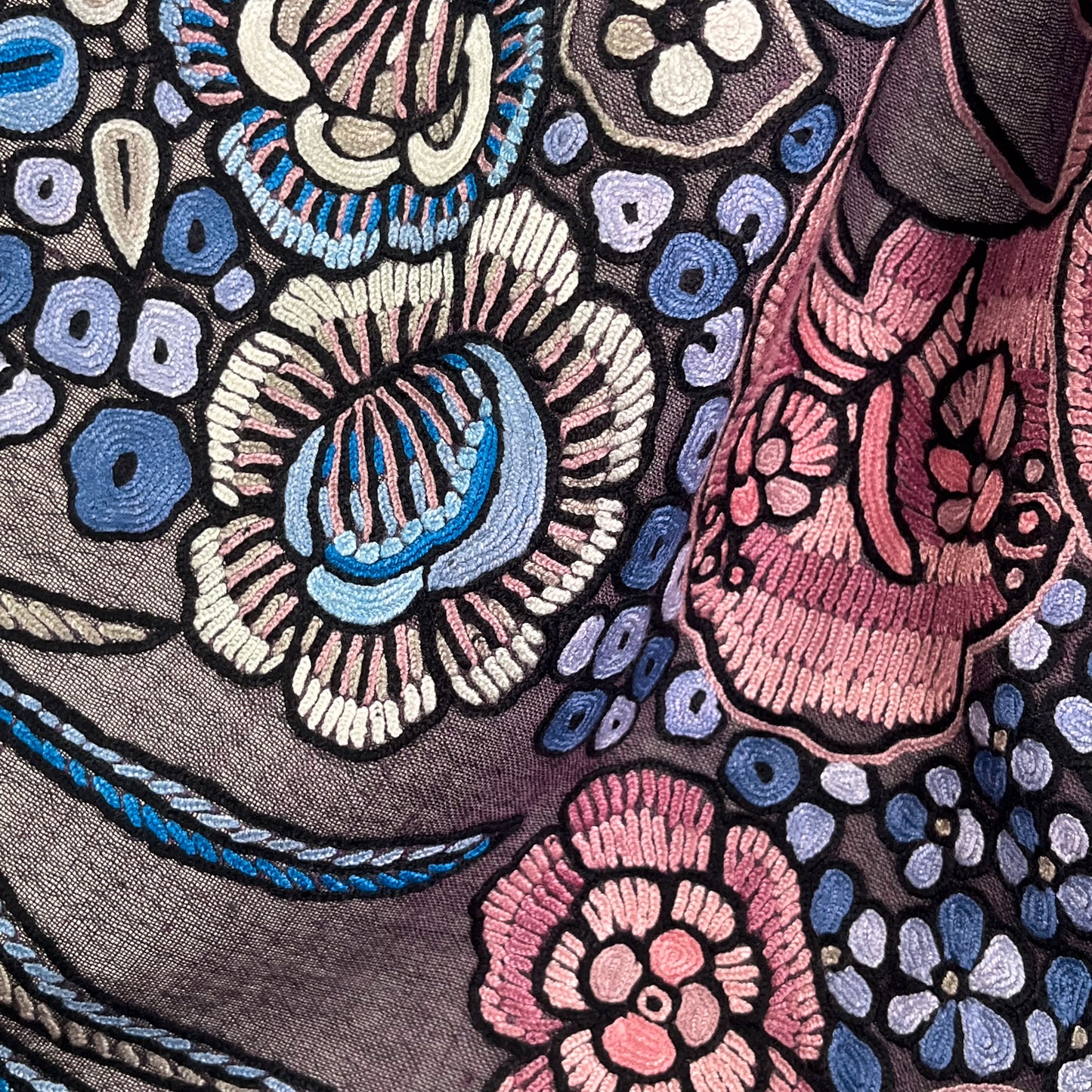 [Free Shipping] Exotic Flower Wool &amp; Silk Allie Hand Embroidered Stole 188cm x 57cm (Light Orange)