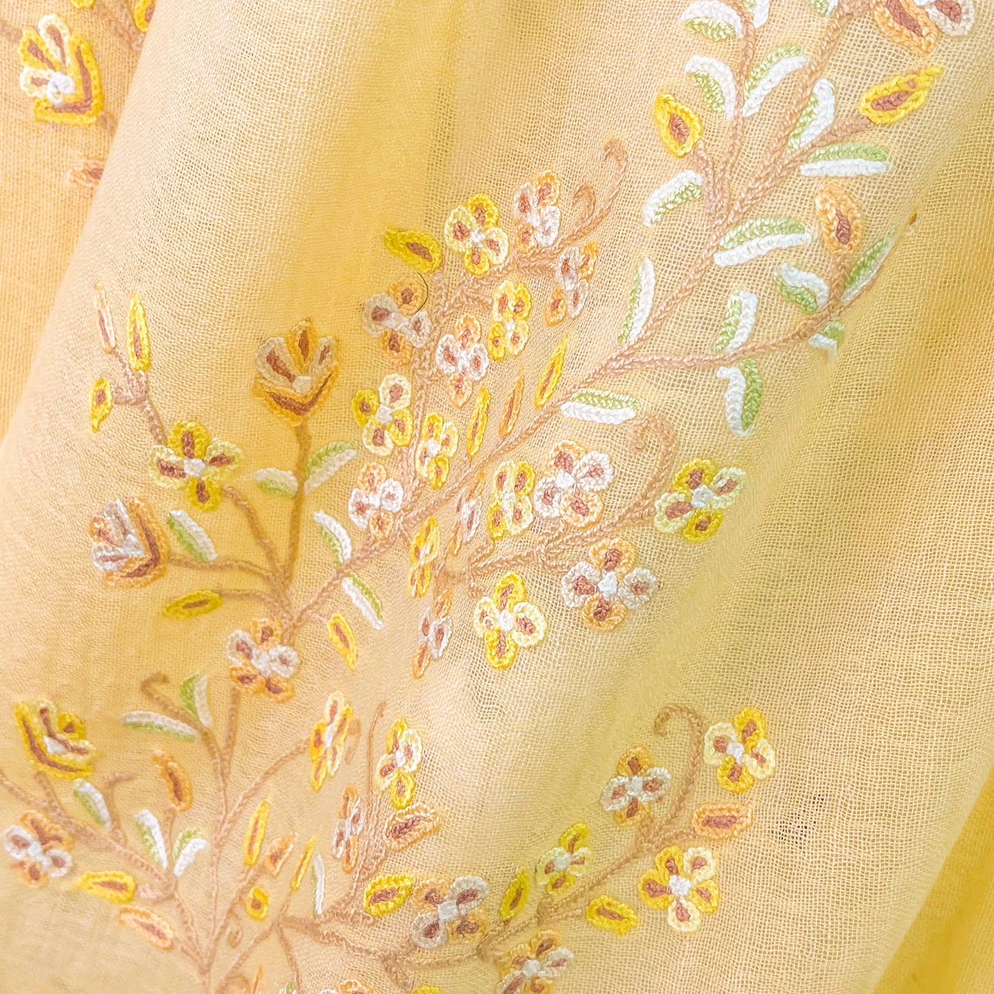 Flower Motif Gift Series Lightweight Wool &amp; Silk Allie Hand Embroidered Stole (Blue Gray)