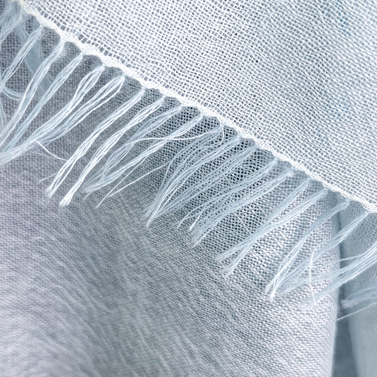 Flower Motif Gift Series Lightweight Wool &amp; Silk Allie Hand Embroidered Stole (Blue Gray)