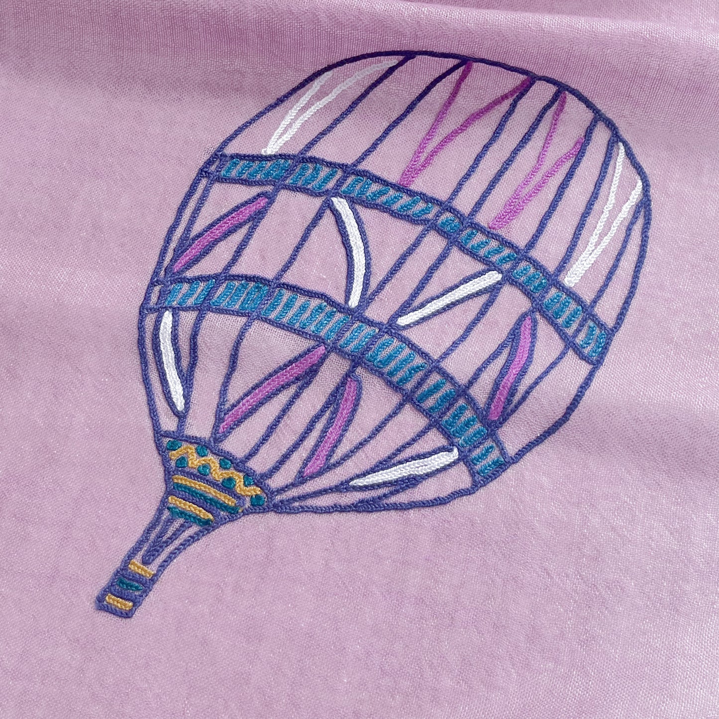 Peace On Earth Wool & Silk Hand-Embroidered Stole (Light Purple)