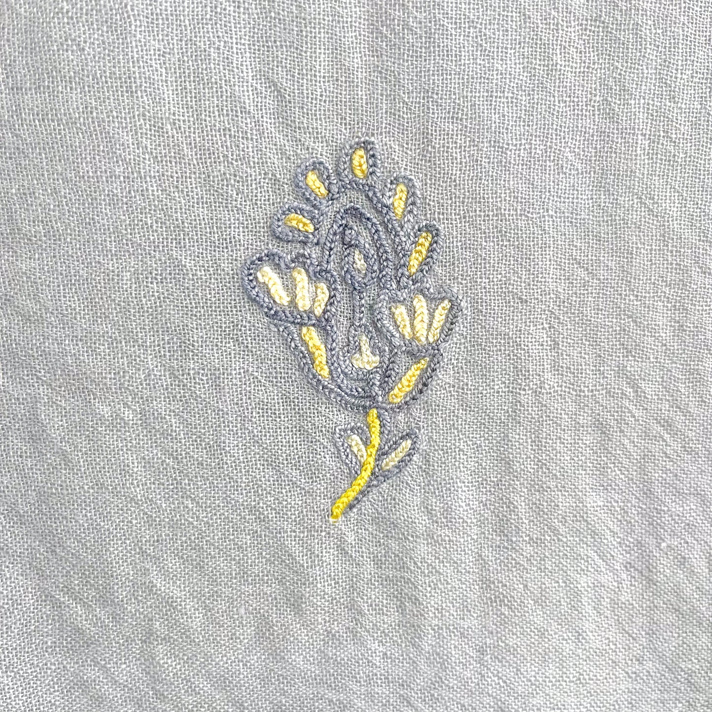 Jewelry Series Lightweight Wool &amp; Silk Allie Hand Embroidered Stole (Light Gray/Yellow)