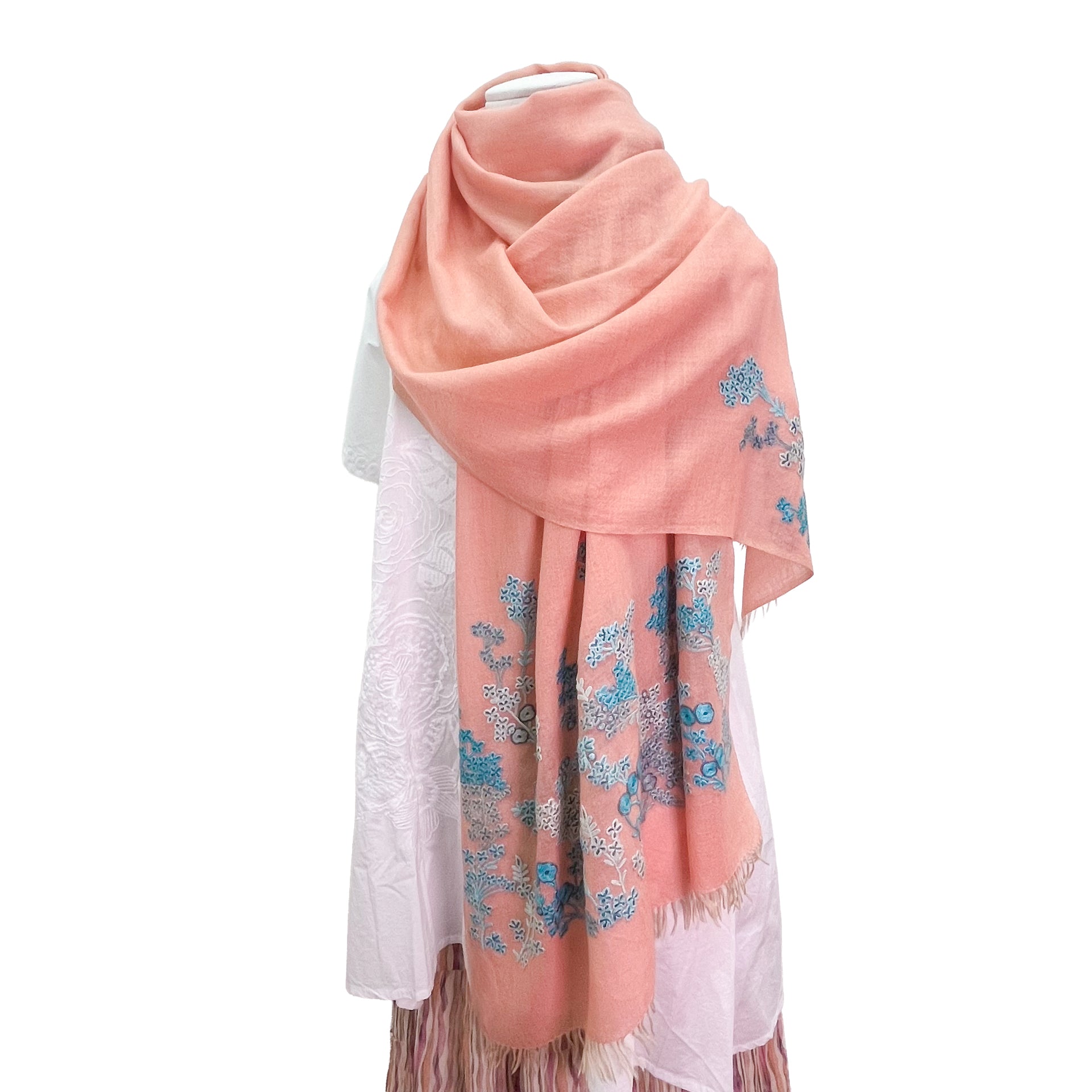 期間限定5/24まで】SPRING BLOSSOM ウール&シルク手刺繍ストール