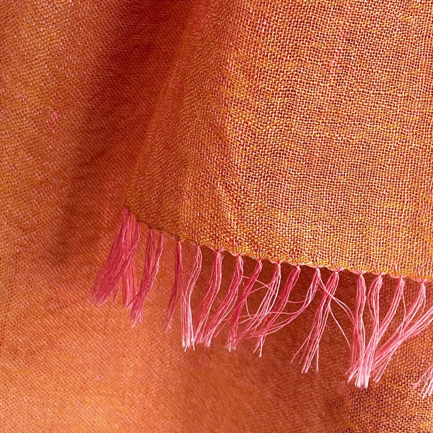 ウール&シルク アリー手刺繍ストール(オレンジ)