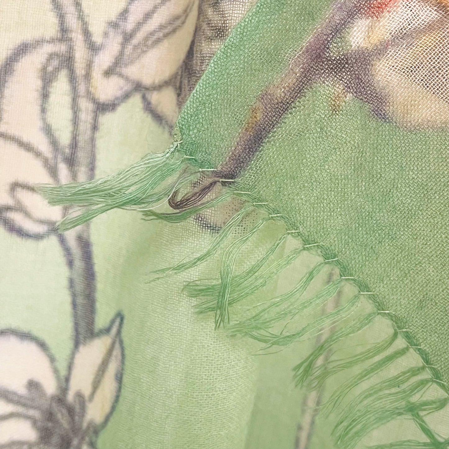Wool &amp; Silk Ali Hand Embroidered Stole (Yellow)
