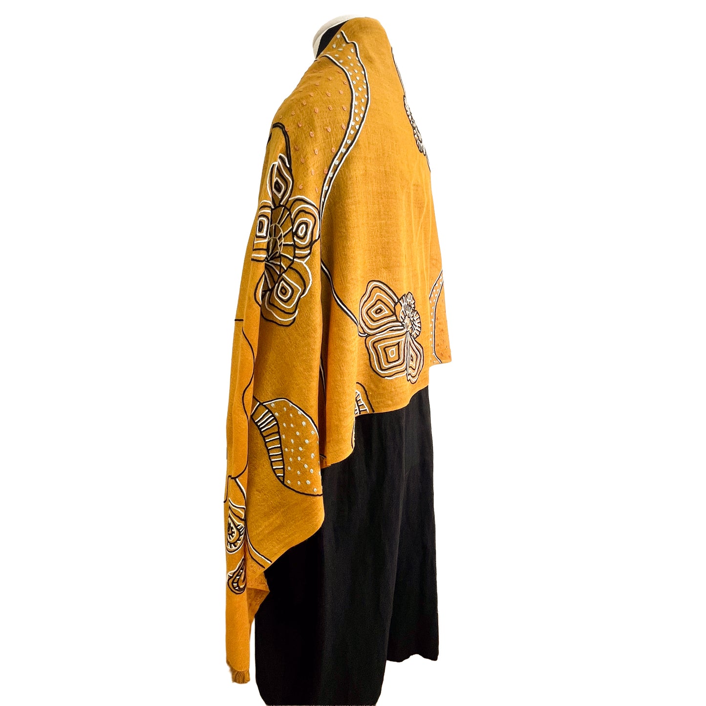 Wool &amp; Silk Ali Hand Embroidered Stole (White)