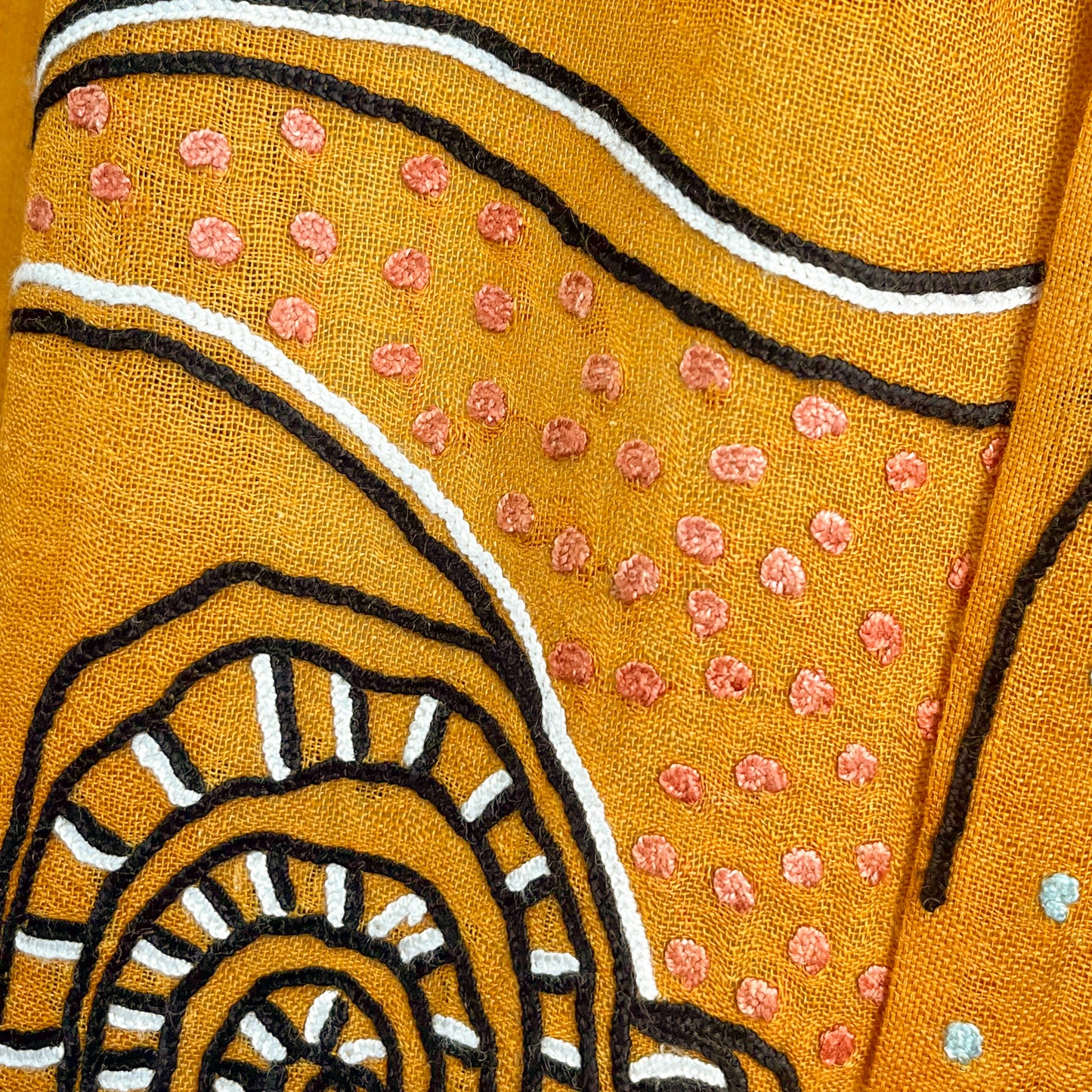 Wool &amp; Silk Ali Hand Embroidered Stole (White)