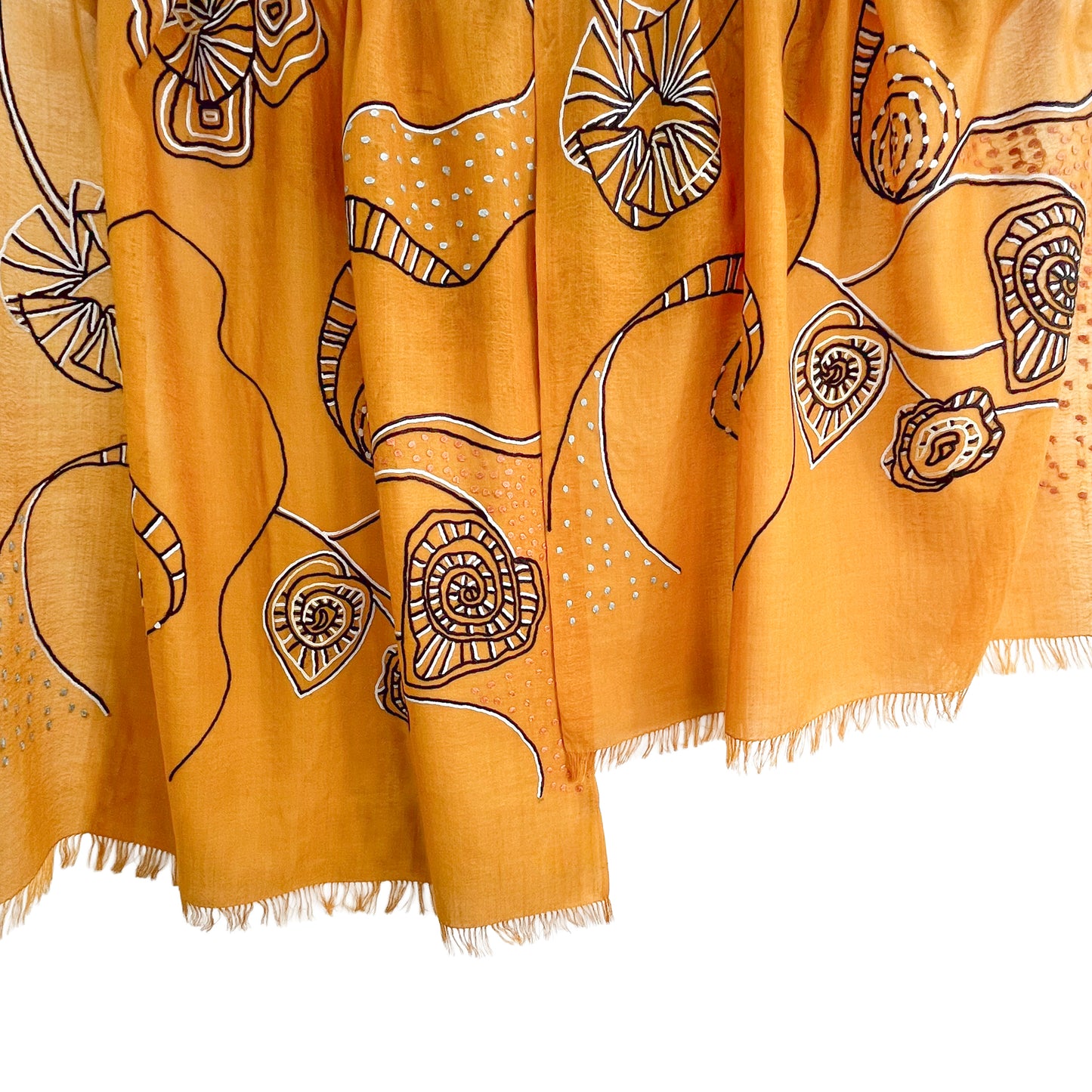 Wool &amp; Silk Ali Hand Embroidered Stole (White)