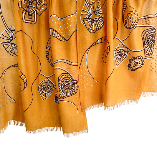 Wool &amp; Silk Ali Hand Embroidered Stole (White)