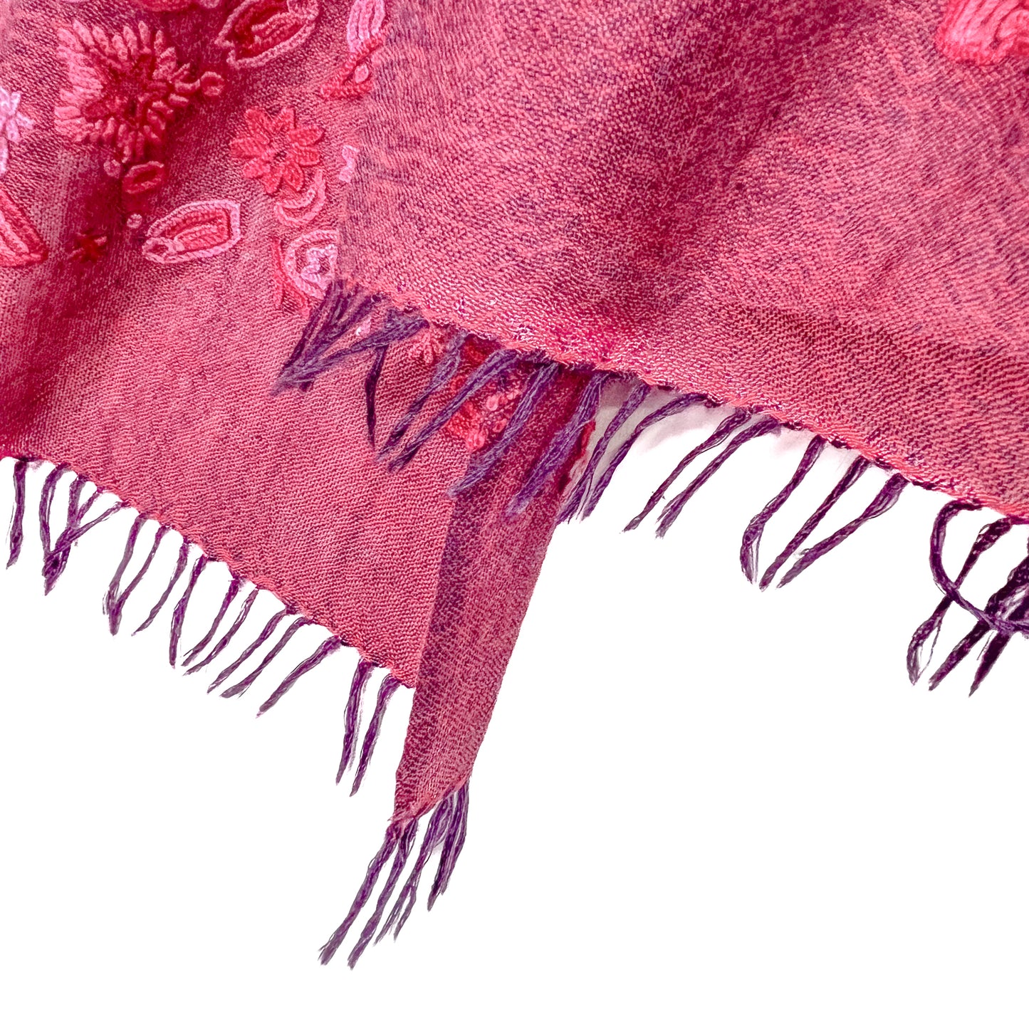 SPACE ODYSSEY ウール&シルク 手刺繍ストール (フューシャピンク)