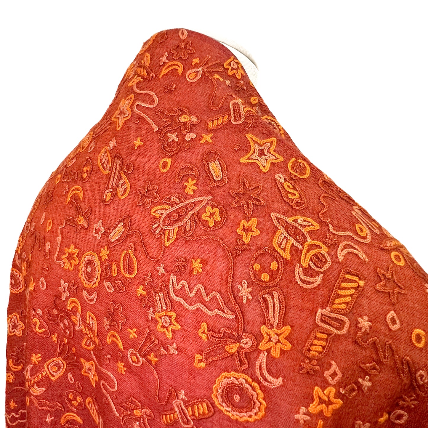 SPACE ODYSSEY ウール&シルク 手刺繍ストール (オレンジ)
