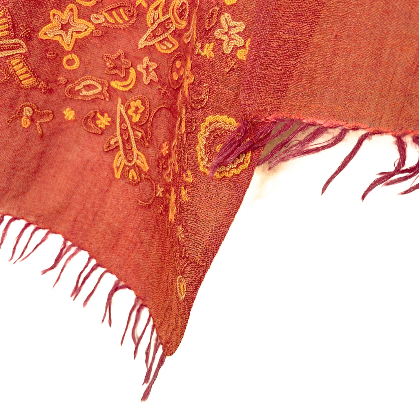 SPACE ODYSSEY ウール&シルク 手刺繍ストール (オレンジ)