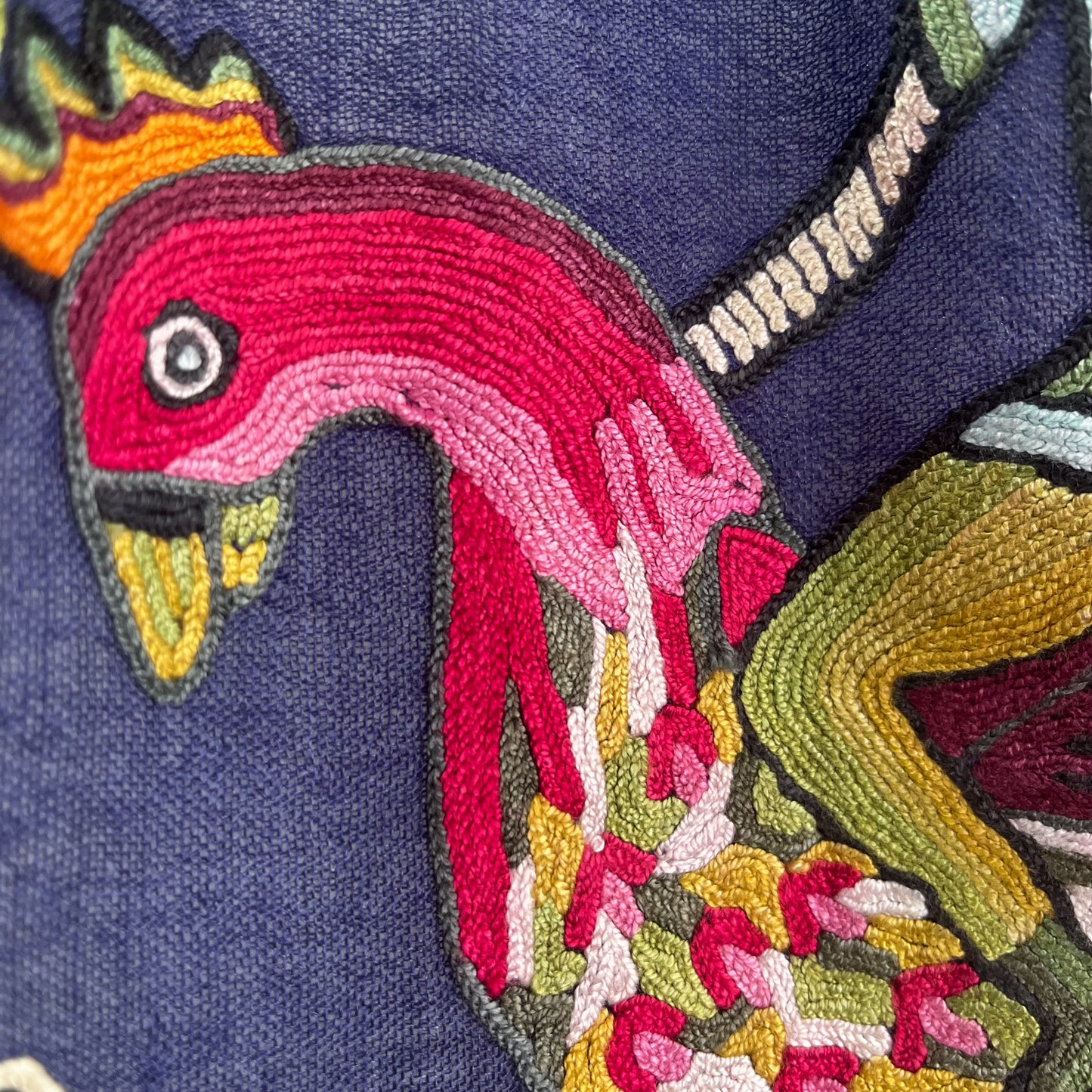 アバターモチーフ ウール&シルク アリー手刺繍ストール (ネイビー)